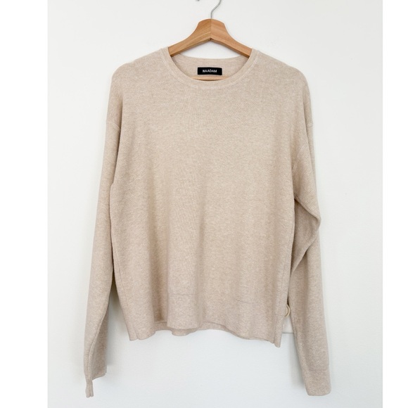 NAADAMCafe Cotton Cashmere Sweatshirt Crewneck Beige Cream Medium